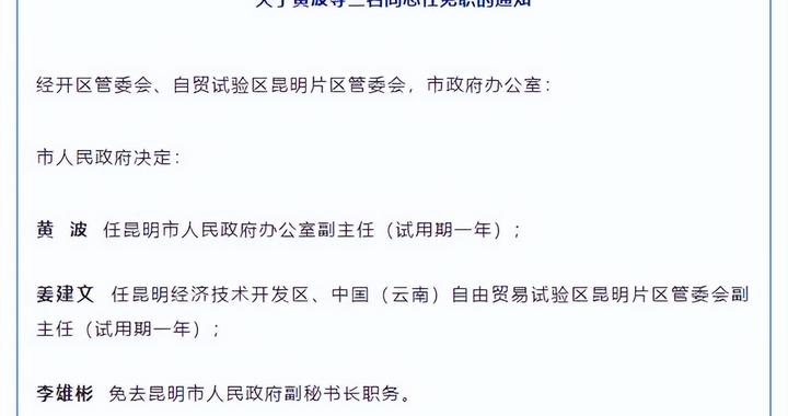 昆明市人民政府最新人事任免動態(tài)解析（2017年度）